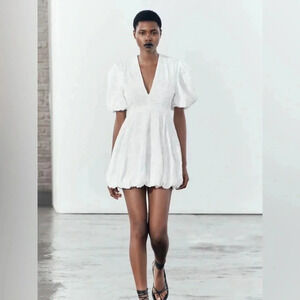 ZARA NEW NWT WOMENS WHITE DRESS DRESSES V NECK WEDDING BRIDE GRADUATION SIZE XS